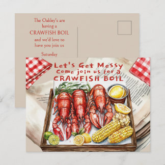 Crawfish Boil Let's Get Messy Postcard