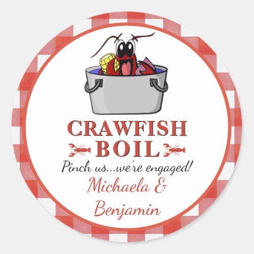 Crawfish Boil Lobster Barbecue Engagement Party Classic Round Sticker