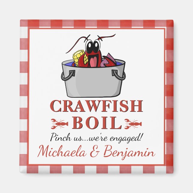 Crawfish Boil Lobster Barbecue Engagement Party Magnet (Front)