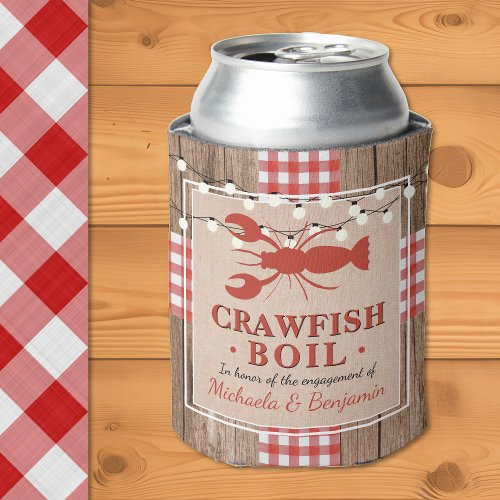 Crawfish Boil Lobster Engagement Party Rustic Can Cooler