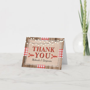 Crawfish Boil Lobster Engagement Party Rustic Letterpress Thank You Card