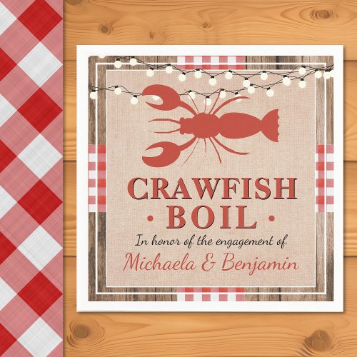 Crawfish Boil Lobster Engagement Party Rustic Napkins