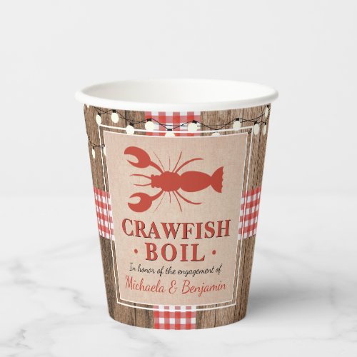 Crawfish Boil Lobster Engagement Party Rustic Paper Cups
