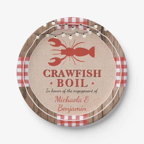 Crawfish Boil Lobster Engagement Party Rustic Paper Plates