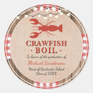 Crawfish Boil Lobster Graduation Party Rustic Classic Round Sticker