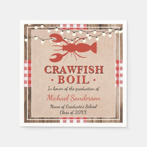 Crawfish Boil Lobster Graduation Party Rustic Napkins