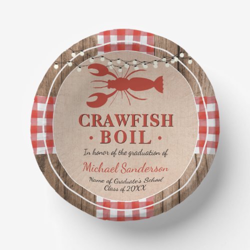 Crawfish Boil Lobster Graduation Party Rustic Paper Bowls