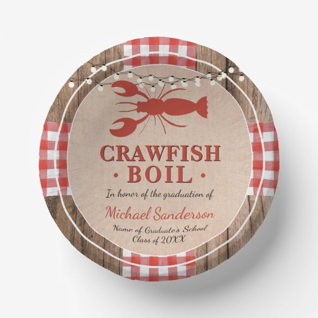 Crawfish Boil Lobster Graduation Party Rustic Paper Bowls (Front)