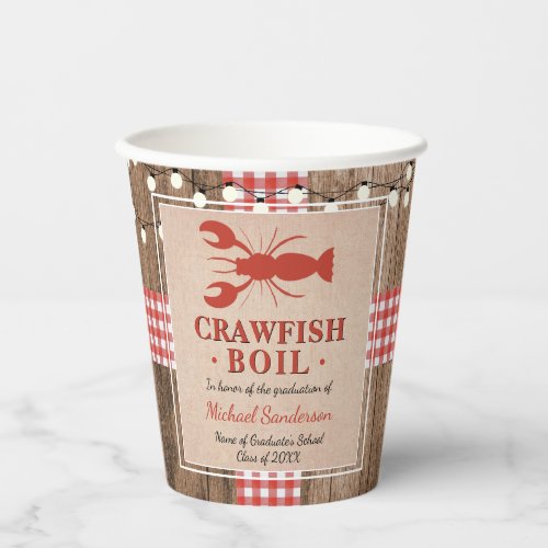 Crawfish Boil Lobster Graduation Party Rustic Paper Cups