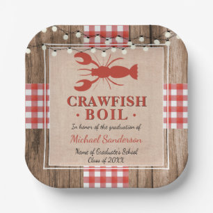 Crawfish Boil Lobster Graduation Party Rustic Paper Plates