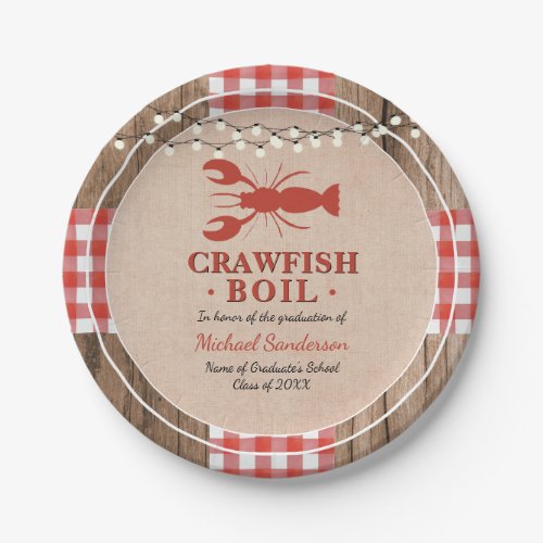 Crawfish Boil Lobster Graduation Party Rustic Paper Plates