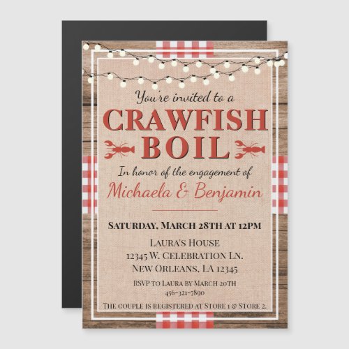 Crawfish Boil Lobster Party Engagement Magnetic Invitation