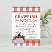 Crawfish Boil Lobster Party Engagement Red Picnic Invitation (Standing Front)