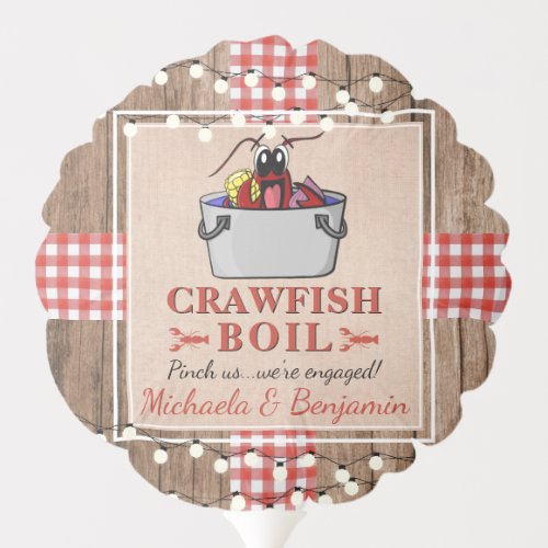 Crawfish Boil Lobster Rustic Engagement Party Balloon