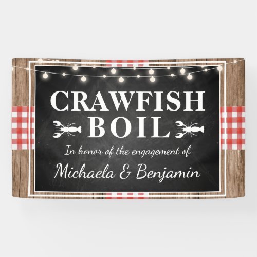 Crawfish Boil Lobster Rustic Engagement Party Banner
