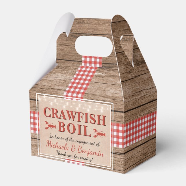 Crawfish Boil Lobster Rustic Engagement Party Favor Boxes (Front Side)