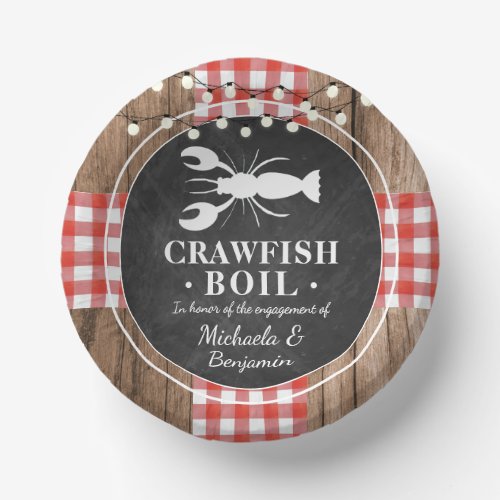 Crawfish Boil Lobster Rustic Engagement Party Paper Bowls