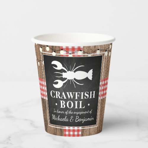 Crawfish Boil Lobster Rustic Engagement Party Paper Cups