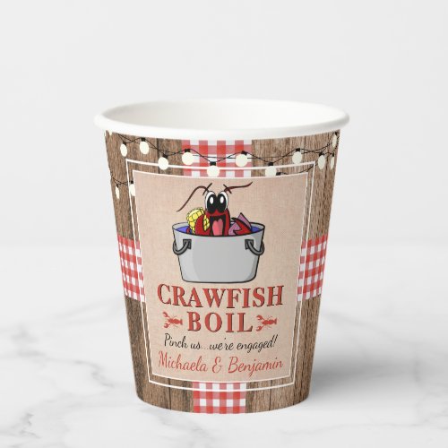 Crawfish Boil Lobster Rustic Engagement Party Paper Cups