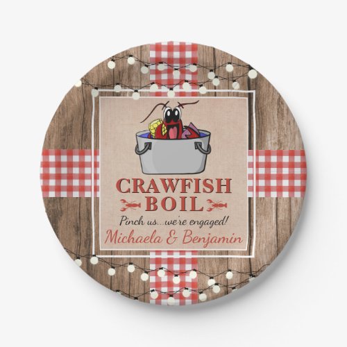 Crawfish Boil Lobster Rustic Engagement Party Paper Plates