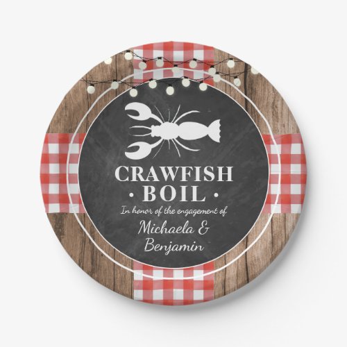 Crawfish Boil Lobster Rustic Engagement Party Paper Plates