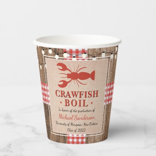 Crawfish Boil Lobster Rustic Graduation Party Paper Cups