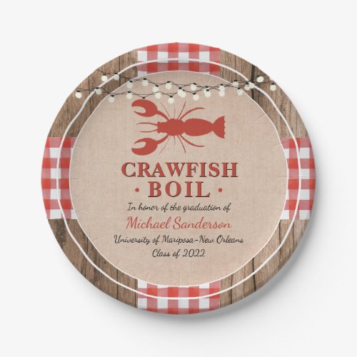 Crawfish Boil Lobster Rustic Graduation Party Paper Plates