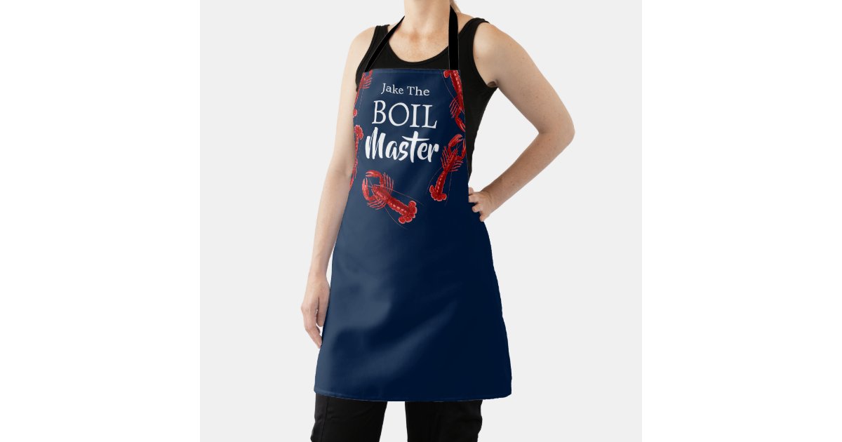 Crawfish Boil Master Dark Blue Custom Funny Chef Apron | Zazzle