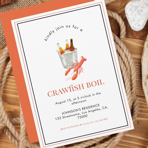 Crawfish Boil Party Beer Seafood Cookout Theme Invitation