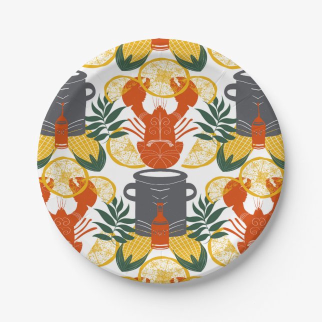 Crawfish Boil Party –Cajun Seafood Celebration Paper Plates (Front)