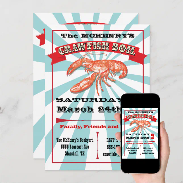 Crawfish Boil Party Poster Invitations | Zazzle