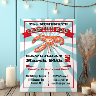 Crawfish Boil Party Poster Invitations