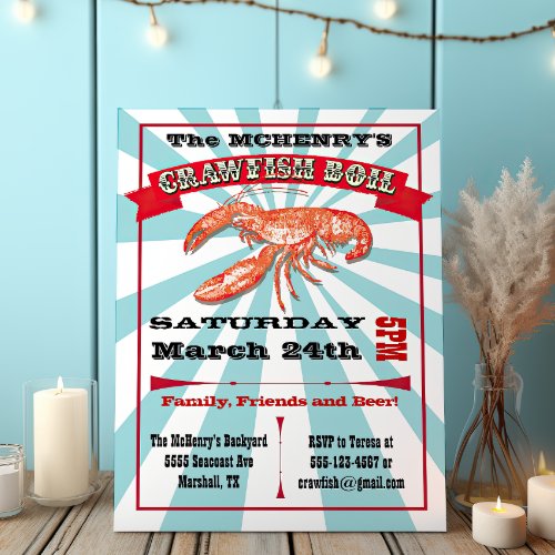 Crawfish Boil Party Poster Invitations
