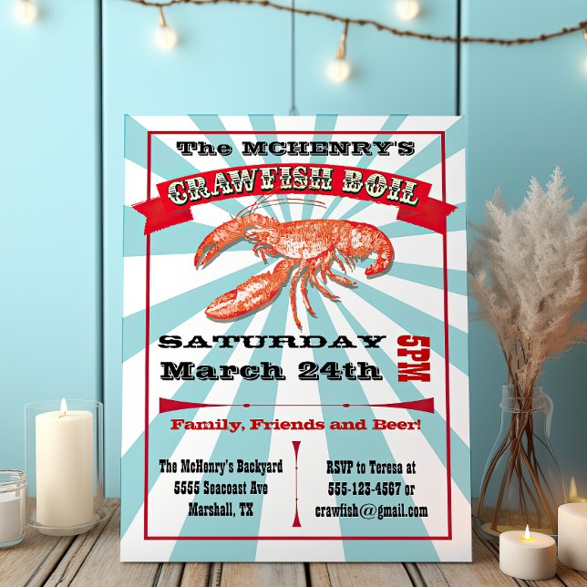 Crawfish Boil Party Poster Invitations (Creator Uploaded)