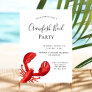 Crawfish boil party red lobster white  invitation