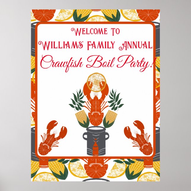 Crawfish Boil Party–Summer Seafood Cookout Poster (Front)