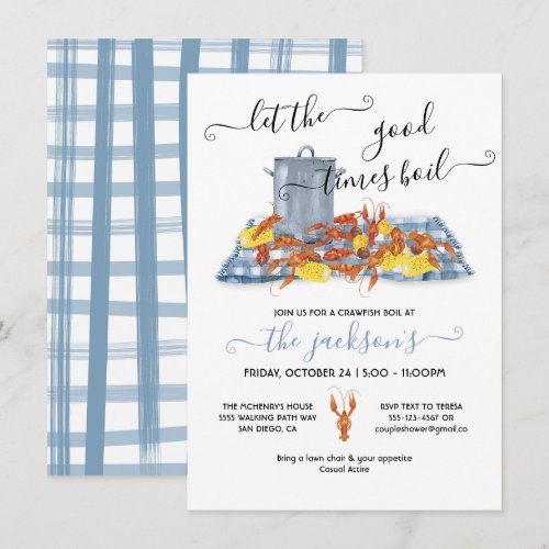 Crawfish Boil Picnic BBQ Invitation