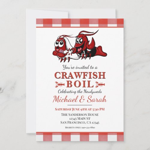 Crawfish Boil Picnic Newlywed Engagement Party Invitation