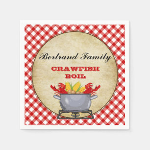 Crawfish Boil Pot Red Check Gingham Napkins