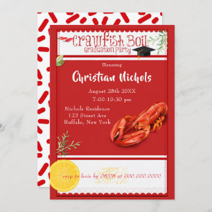 Crawfish Boil Red Graduation Party Invitation
