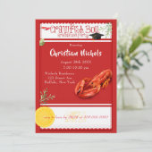 Crawfish Boil Red Graduation Party Invitation (Standing Front)