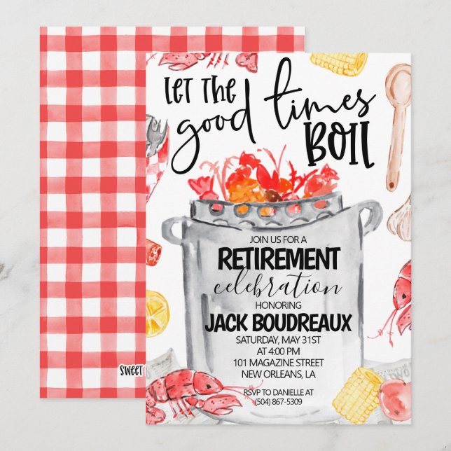 Crawfish Boil Retirement Party Invitation (Front/Back)