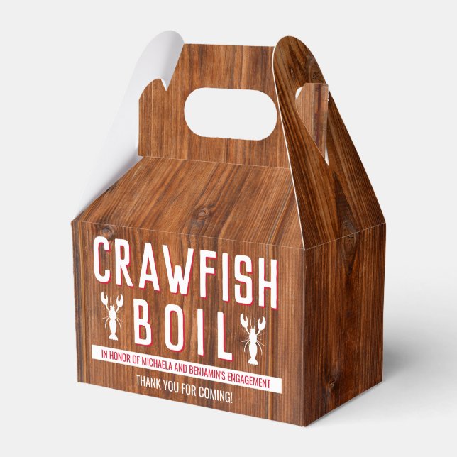 Crawfish Boil Rustic Couple Shower Engagement Favor Boxes (Front Side)