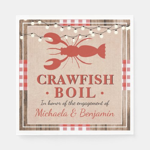 Crawfish Boil Rustic Couples Engagement Party Napkins