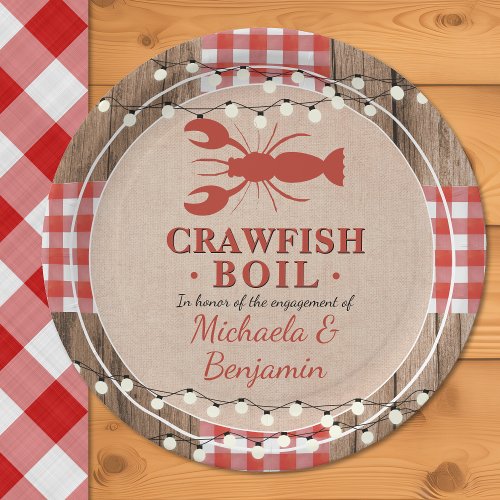 Crawfish Boil Rustic Couples Engagement Party Paper Plates