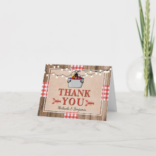 Crawfish Boil Rustic Couples Engagement Party Thank You Card