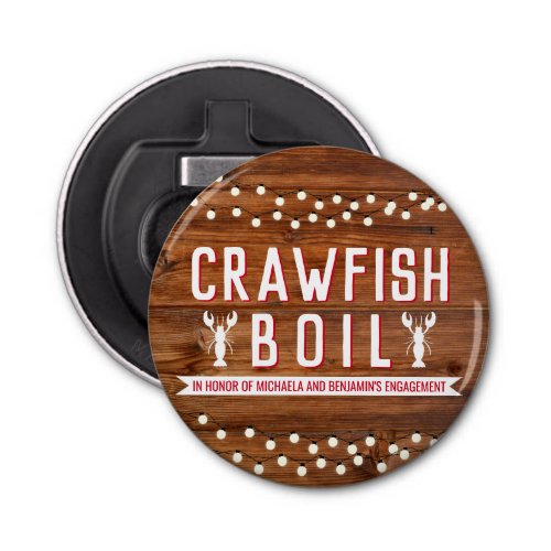 Crawfish Boil Rustic Engagement Party Favor Bottle Opener