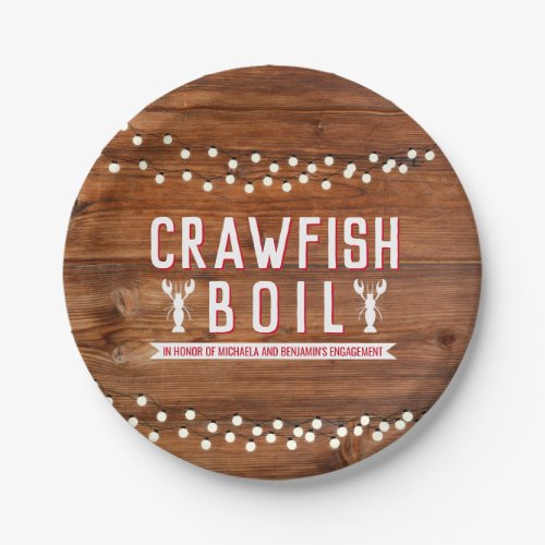 Crawfish Boil Rustic Engagement Party Paper Plates