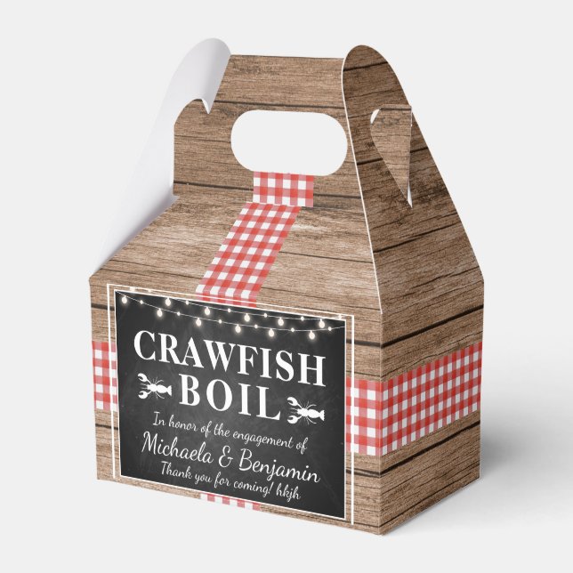 Crawfish Boil Rustic Lobster Engagement Party Favor Boxes (Front Side)