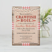 Crawfish Boil Rustic University College Graduation Invitation (Standing Front)